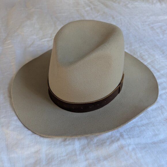 Wyeth 100% Australian Wool Taupe Felt Cowboy Hat - Picture 9 of 11